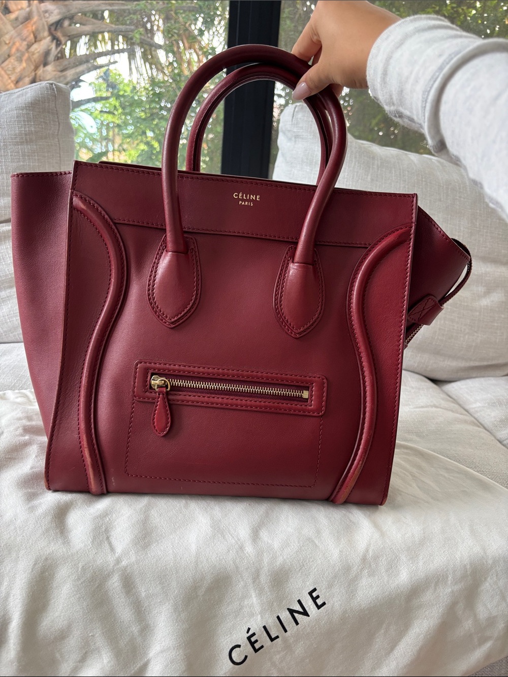 Authentic Céline Luggage Tote – Burgundy/Oxblood Leather